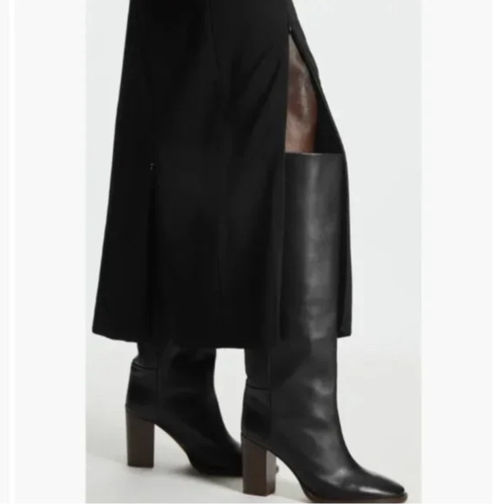 COS Black Knee High Leather Boots Size 37 USA 7 Brand New